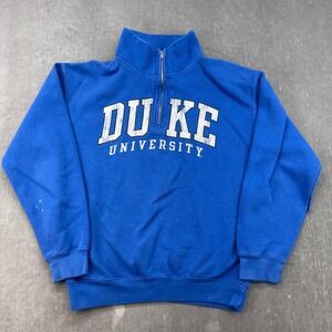 Duke University Mens Medium Blue Quarter Zip TRT Classics Sweatshirt Distressed